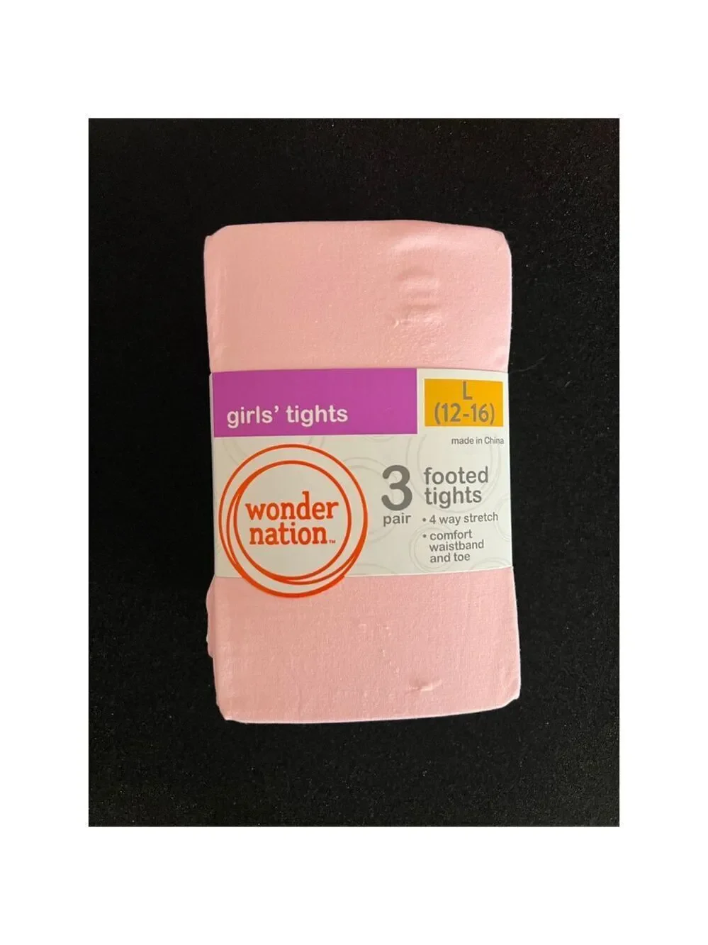 Wonder Nation Girls 3-Pack Footed Tights Size L 12-16 Pink Navy White New
